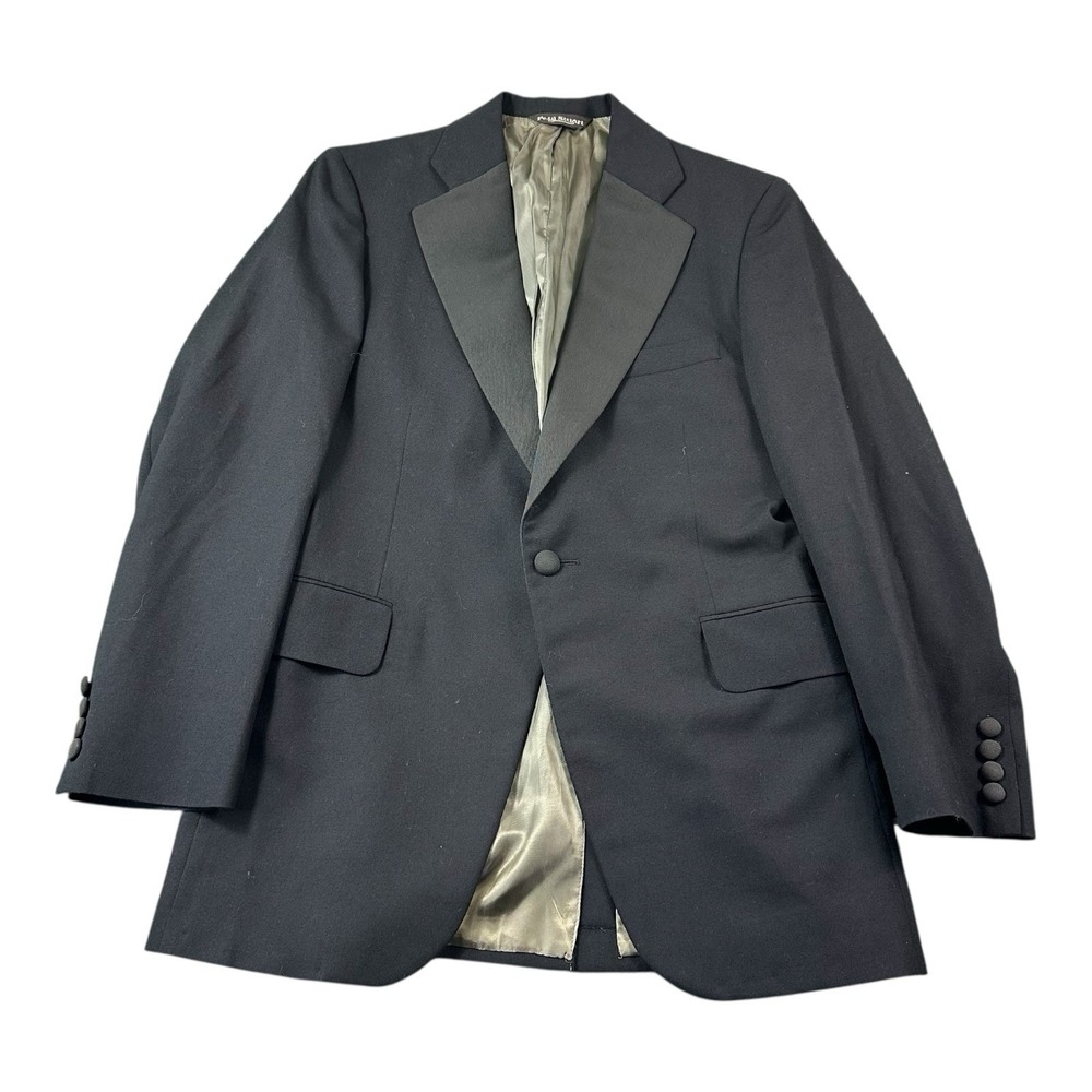 Paul Stuart Black Satin Trim Lapel Tuxedo Smoking‎ Jacket Size 36R